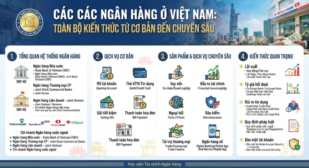 🏦 Các ngân hàng ở Việt Nam: Toàn bộ kiến thức từ cơ bản đến chuyên sâu