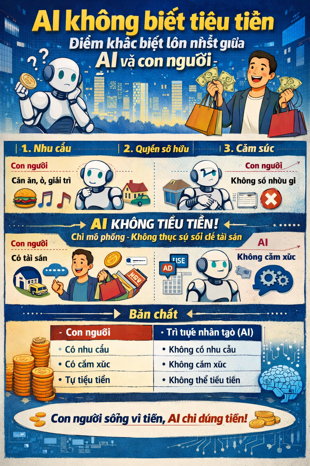 AI không biết tiêu tiền – điểm khác biệt lớn nhất giữa trí tuệ nhân tạo và con người