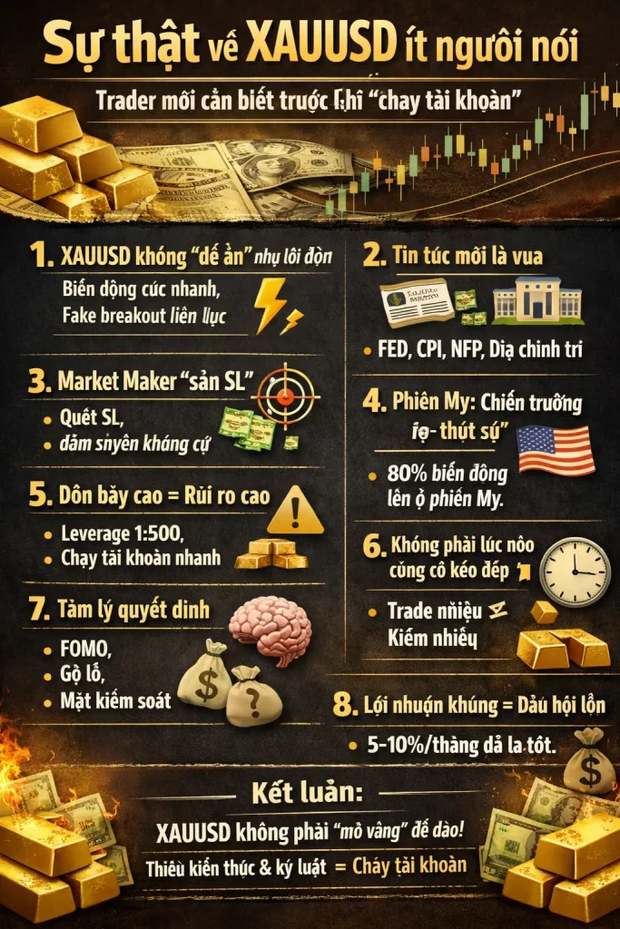 Sự thật về XAUUSD ít người nói – Trader mới cần biết trước khi “cháy tài khoản”