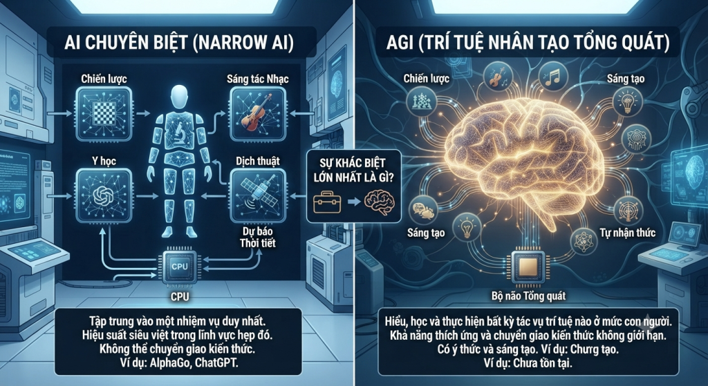 AI chuyên biệt và AGI khác nhau như thế nào?